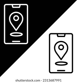 GPS Vector icon, Outline style, isolated on white Background.