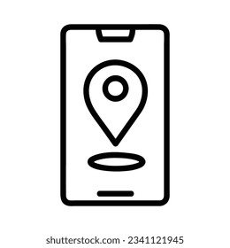 Icono del vector GPS, estilo de contorno, aislado en fondo blanco.