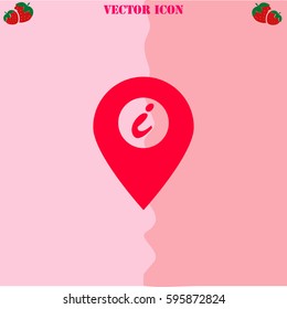 GPS vector  icon. Strawberry Background.