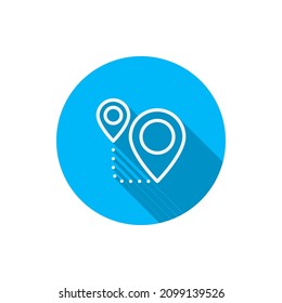 GPS vector icon symbol navigation, flat design, long shadow