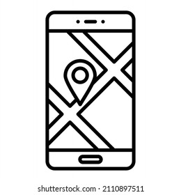 Gps Vector Outline Icon Isolated On White Background
