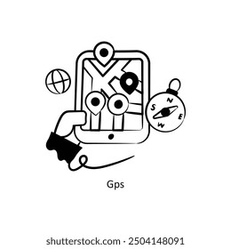 GPS-Vektorkontur Stil Design Vektor Stock-Illustration. 