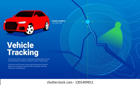GPS vehicle car tracking concept modern blue countur grid gps tracker vector illustration