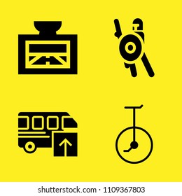 gps, warrior, unicycle and bus vector icon set. Sample icons set for web and graphic design