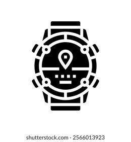 gps watch wearable glyph icon vector. gps watch wearable sign. isolated symbol illustration