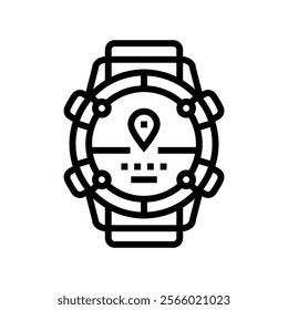 gps watch wearable line icon vector. gps watch wearable sign. isolated contour symbol black illustration