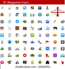 GPS and Waypoint Icon set