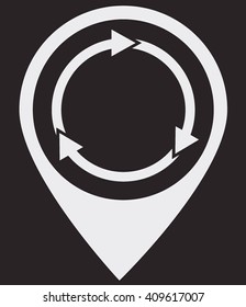 Gps with wifi icon.Vector flat three arrows icon isolated.Circular motion.