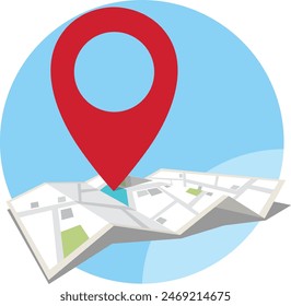 GPS.navigator pin blue color mock up with map on white background. illustration