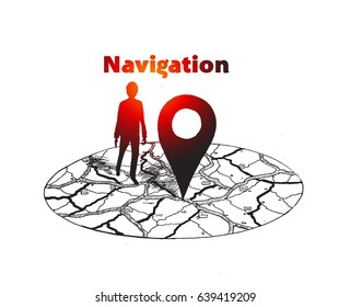 GPS.navigator pin mock up with map on white background. vector illustration