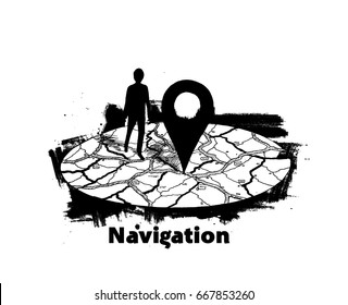 GPS.navigator pin mock up with map on white background. vector illustration