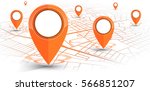 GPS.navigator pin orange color mock up with map on white background. vector illustration