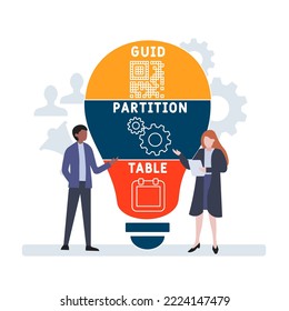 GPT GUID Partition Table acronym. business concept background.  vector illustration concept with keywords and icons. lettering illustration with icons for web banner, flyer, landing