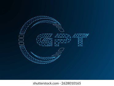 Diseño de Vector de logotipo de letra polivinílica baja GPT. Diseño de logotipo de poliéster inferior GPT. Logotipo de poliéster bajo.