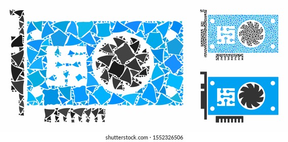 GPU Accelerator Card Composition Of Rough Elements In Variable Sizes And Color Hues, Based On GPU Accelerator Card Icon. Vector Rough Parts Are Composed Into Composition.