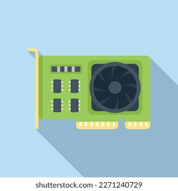 Gpu card cooler icon flat vector. Cpu chip. Hardware display