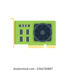 Gpu card cooler icon flat vector. Cpu chip. Hardware display isolated