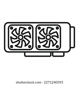 Gpu card cooler icon outline vector. Cpu chip. Hardware display