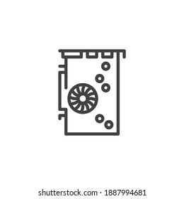 Icono de la línea de tarjeta Gpu. signo de estilo lineal para concepto móvil y diseño web. Icono de vector de contorno de tarjeta de vídeo Gpu. Símbolo, ilustración del logotipo. Gráficos vectoriales