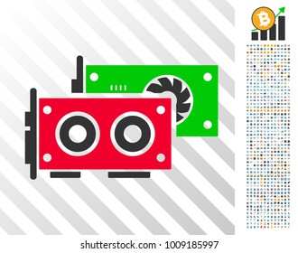 Gpu Cards icon with 700 bonus bitcoin mining and blockchain pictographs. Vector illustration style is flat iconic symbols designed for crypto-currency websites.