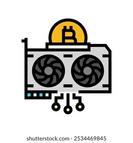 GPU cryptocurrency mining color icon Vector. GPU cryptocurrency mining sign. Ilustración de símbolos aislados