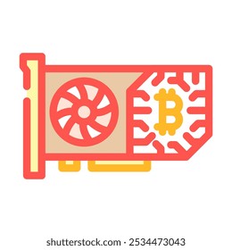 GPU cryptocurrency mining color icon Vector. GPU cryptocurrency mining sign. Ilustración de símbolos aislados