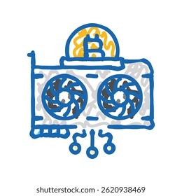 gpu cryptocurrency mining ícone doodle sketch vetor. gpu cryptocurrency mining sign. ilustração de símbolo isolado