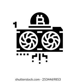 GPU cryptocurrency mining glyph icon Vector. GPU cryptocurrency mining sign. Ilustración de símbolos aislados