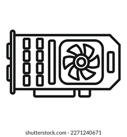 Gpu display icon outline vector. Computer video. Cpu chip
