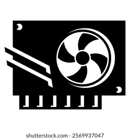 GPU flat icon. Best graphics card  with one fans. Vector illustration isolated on white background.