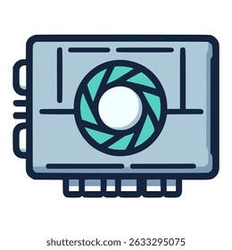 GPU Graphic card device. Personal computer hardware components flat color vector illustration template design