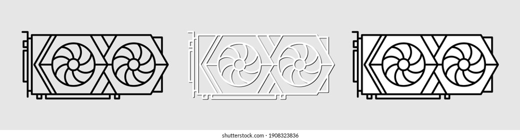 GPU Graphic Card Icon Set. Vector Icon isolated on background. EPS 10