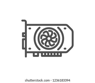 Gpu graphic card line icon. Computer component hardware sign. Quality design flat app element. Editable stroke Gpu icon. Vector