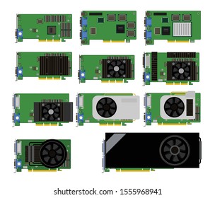 GPU Graphic cards icons vector
Computer elements - graphics cards