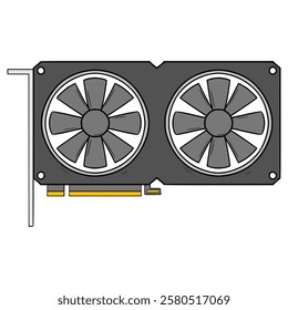 GPU hardware illustration hand drawn isolated vector