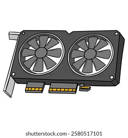 GPU hardware illustration hand drawn isolated vector