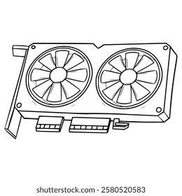 GPU hardware illustration hand drawn outline vector