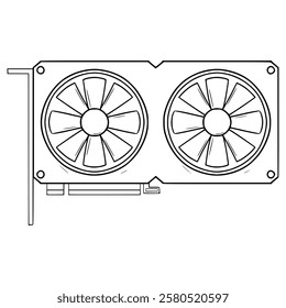 GPU hardware illustration hand drawn outline vector