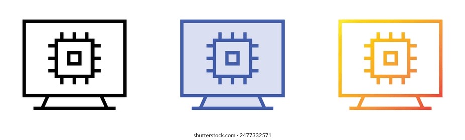 gpu icon. Linear, Blue Fill and Gradient Style Design Isolated On White Background