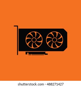 GPU icon. Orange background with black. Vector illustration.