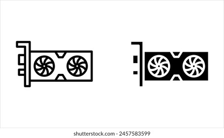 Conjunto de iconos de GPU. Conjunto de iconos de la tarjeta de circuitos. Icono de componente de ordenador personal sobre fondo blanco