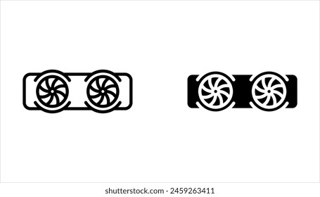 GPU icon set. Circuit board icon set. Personal computer component icon set on white background