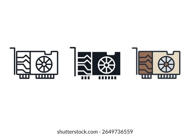 gpu-Symbole einzeln auf weißem Hintergrund. Flaches Design, Symbolsammlung