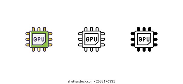 GPU Icons thin line and glyph vector icon stock illustration