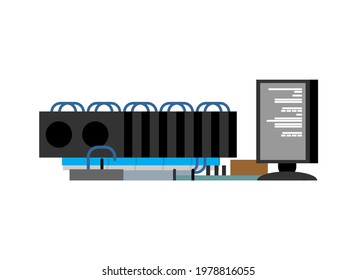 GPU mining farm. Video card mining cryptocurrency