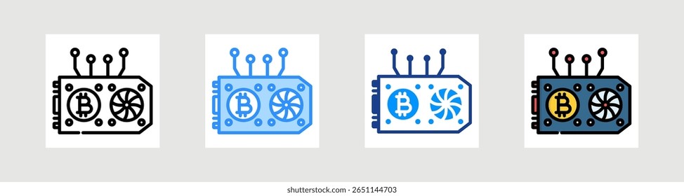 Gpu Mining Icon Collection Set Multiple Style