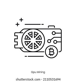 icono de minería de datos gpu. Diseño de icono de estilo de esquema aislado en fondo blanco