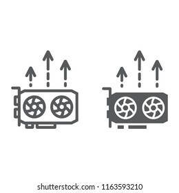 Gpu mining line and glyph icon, money and finance, video card sign, vector graphics, a linear pattern on a white background, eps 10.