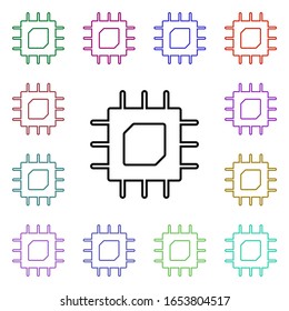 Gpu multi color style icon. Simple thin line, outline vector of internet things icons for ui and ux, website or mobile application