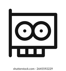 GPU UI icon, graphic card simple line user interface vector symbol
